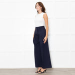 Me + Em Navy Wide Leg Soft Cotton Trousers