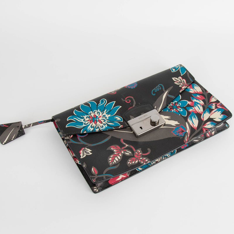 Prada Saffiano Vine Mottif Clutch Bag