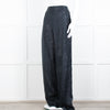 Roland Mouret Navy Chiffon Lurex Wide Leg Trousers