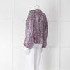 Isabel Marant Blue Pink Silk Ditzy Flower Print Blouse