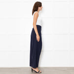 Me + Em Navy Wide Leg Soft Cotton Trousers