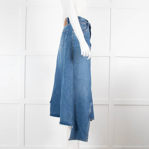 Loewe Blue Denim Midi Skirt with Asymmetric Hem