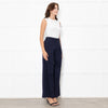 Me + Em Navy Wide Leg Soft Cotton Trousers