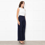 Me + Em Navy Wide Leg Soft Cotton Trousers