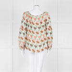 Tory Burch Multicolour Floral Silk Blouse With Drawstring Neckline