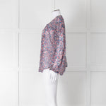Isabel Marant Blue Pink Silk Ditzy Flower Print Blouse