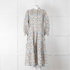 Catherine Prevost Lemon Orange Blue Print Full Length Button Dress