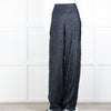 Roland Mouret Navy Chiffon Lurex Wide Leg Trousers