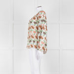 Tory Burch Multicolour Floral Silk Blouse With Drawstring Neckline