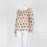 Tory Burch Multicolour Floral Silk Blouse With Drawstring Neckline