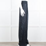 Roland Mouret Navy Chiffon Lurex Wide Leg Trousers