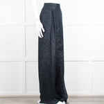 Roland Mouret Navy Chiffon Lurex Wide Leg Trousers