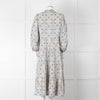 Catherine Prevost Lemon Orange Blue Print Full Length Button Dress