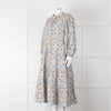 Catherine Prevost Lemon Orange Blue Print Full Length Button Dress