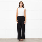 Vince Black Elastic Waist Wide Leg Trousers