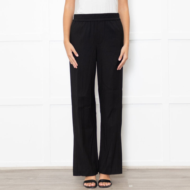 Vince Black Elastic Waist Wide Leg Trousers
