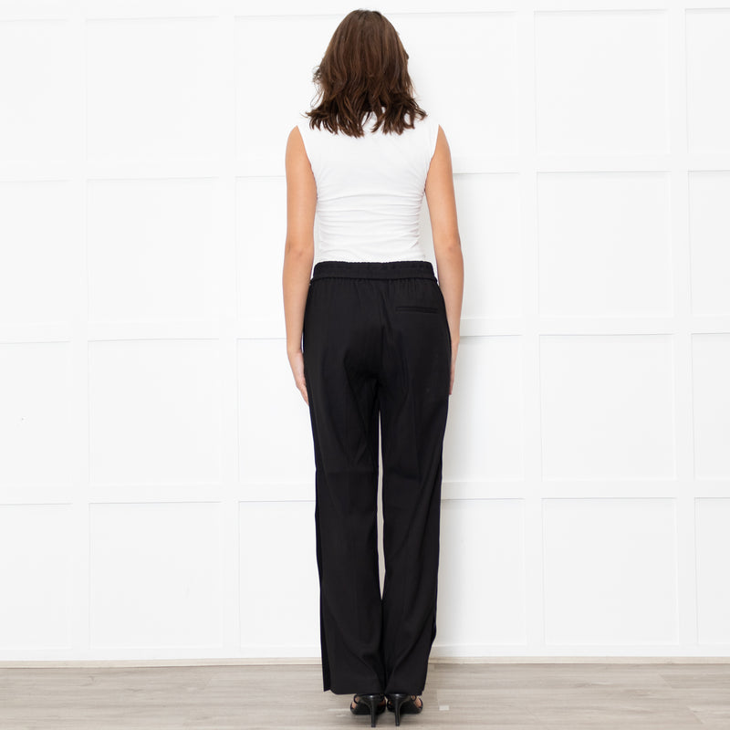 Vince Black Elastic Waist Wide Leg Trousers