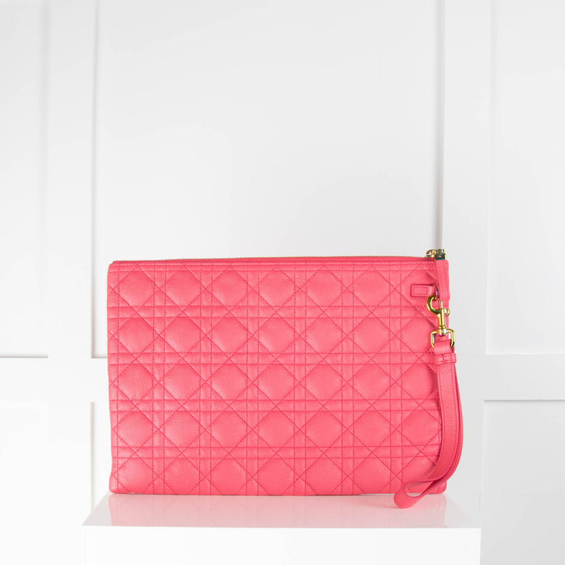 Dior Large Caro Daily Pouch in Pink Supple Cannage