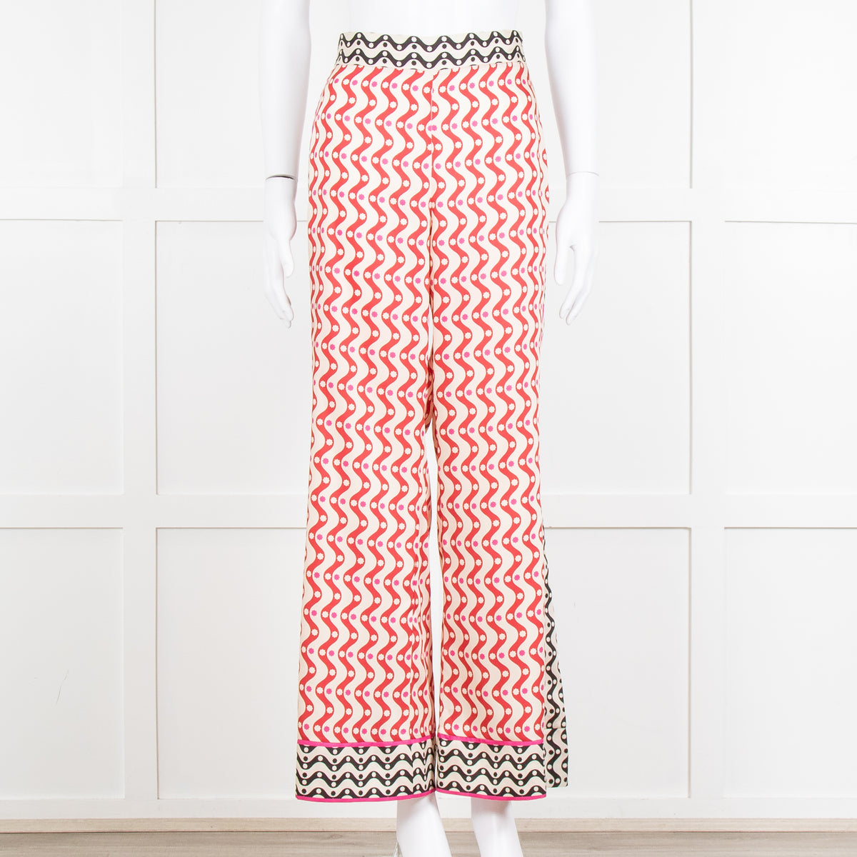 Sandro x Louis Barthelemy Pink Red Wavy Stripe Pattern Trousers