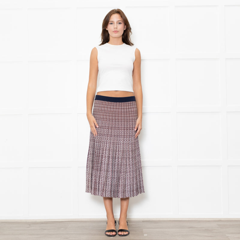 Baum und Pferdgarten Cream Brown Lurex Pleated Knitted Skirt
