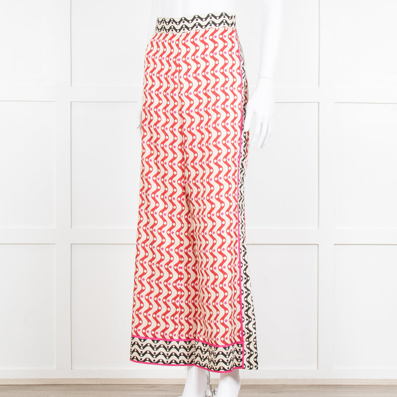 Sandro x Louis Barthelemy Pink Red Wavy Stripe Pattern Trousers