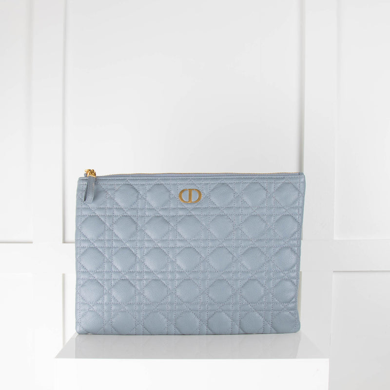 Dior Large Caro Daily Pouch in Blue Supple Cannage