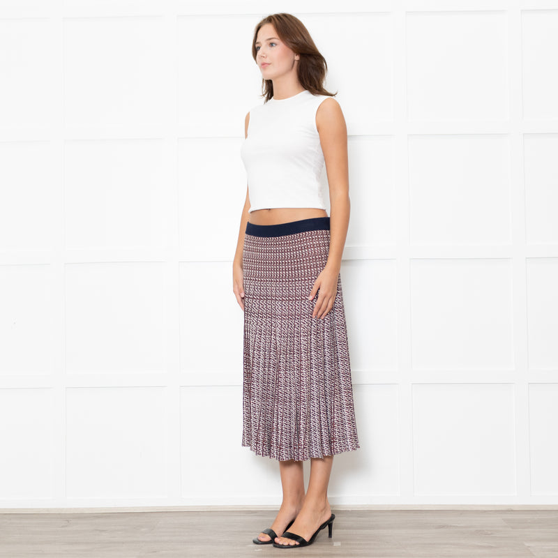 Baum und Pferdgarten Cream Brown Lurex Pleated Knitted Skirt