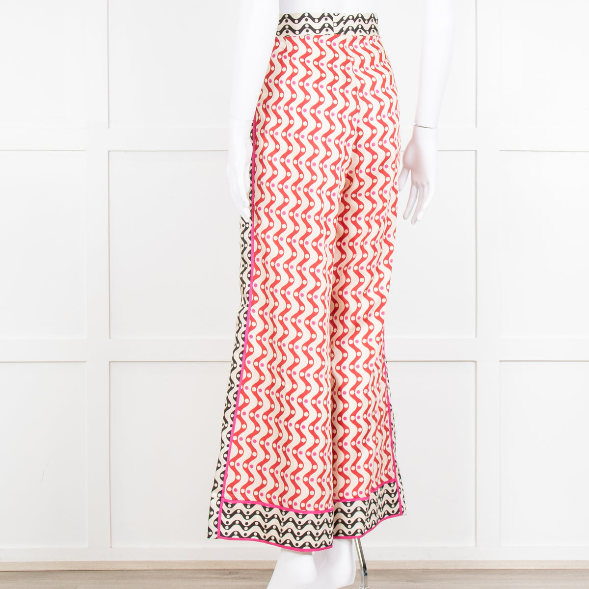 Sandro x Louis Barthelemy Pink Red Wavy Stripe Pattern Trousers