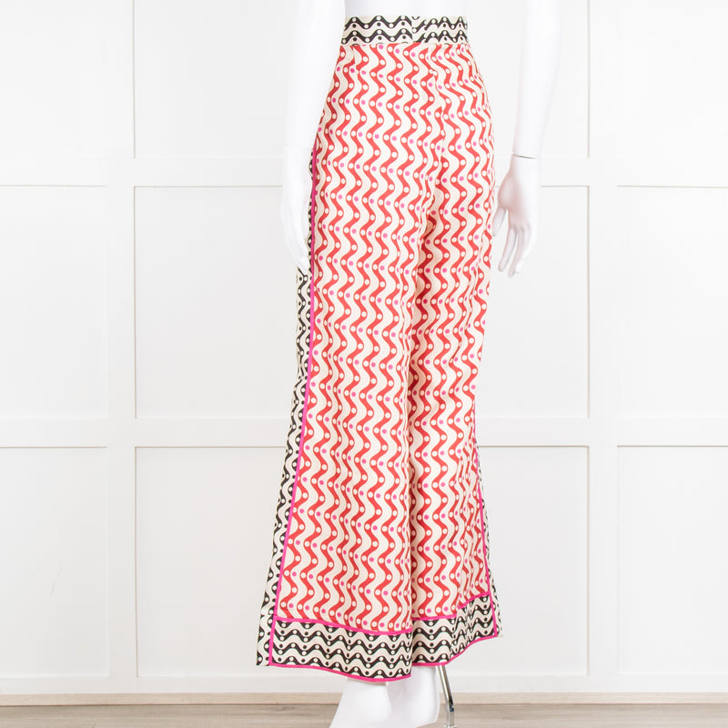 Sandro x Louis Barthelemy Pink Red Wavy Stripe Pattern Trousers