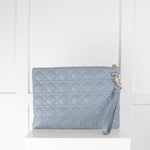 Dior Large Caro Daily Pouch in Blue Supple Cannage