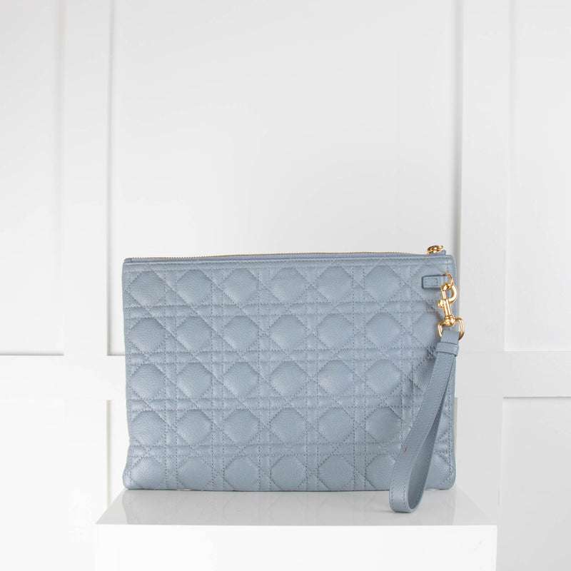 Dior Large Caro Daily Pouch in Blue Supple Cannage
