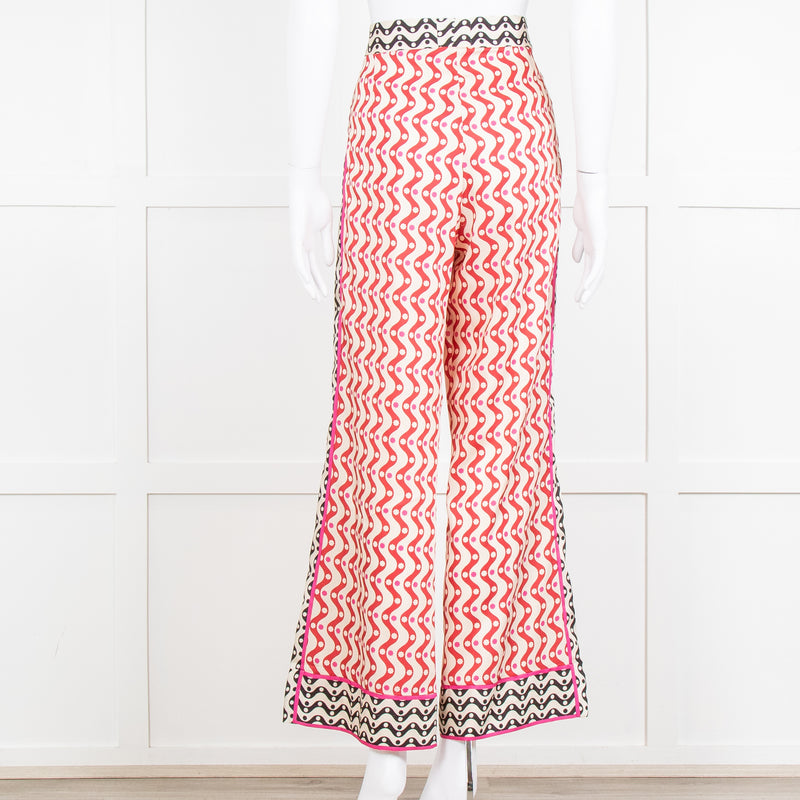 Sandro x Louis Barthelemy Pink Red Wavy Stripe Pattern Trousers