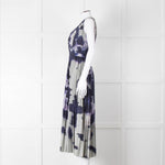 Altuzarra Olive Green Navy Pleated Sleeveless Dress