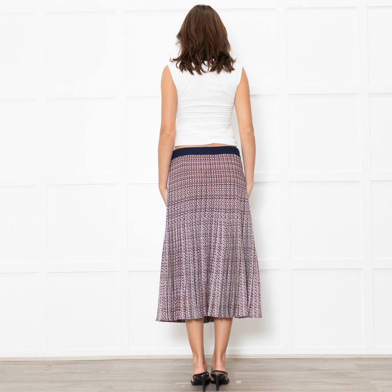 Baum und Pferdgarten Cream Brown Lurex Pleated Knitted Skirt
