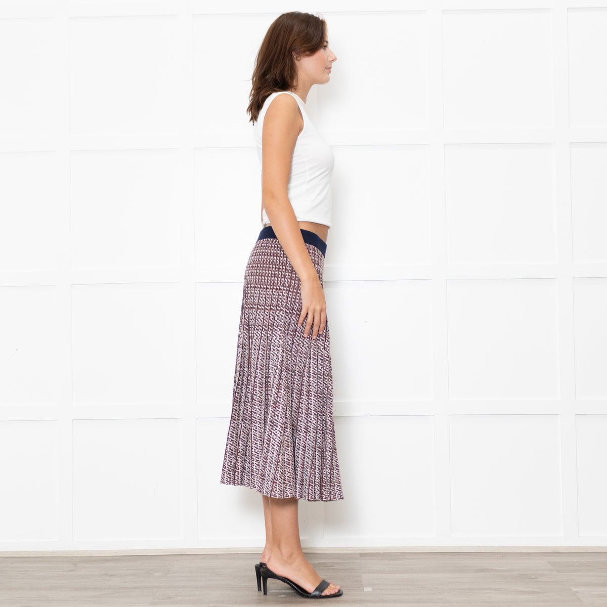 Baum und Pferdgarten Cream Brown Lurex Pleated Knitted Skirt