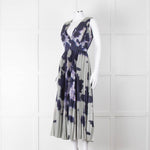 Altuzarra Olive Green Navy Pleated Sleeveless Dress