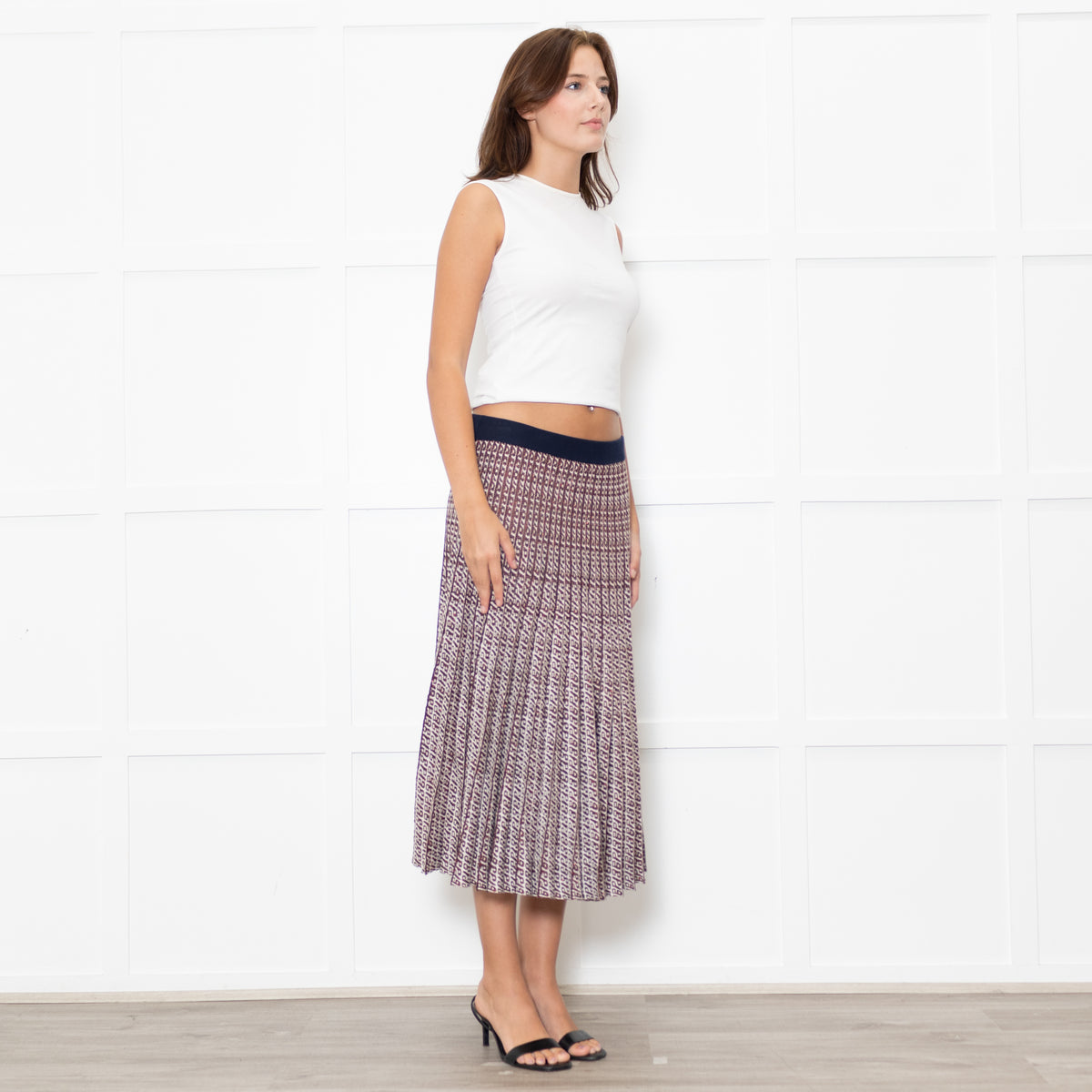 Baum und Pferdgarten Cream Brown Lurex Pleated Knitted Skirt