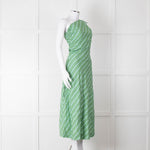 Faithfull The Brand Green Striped One Shoulder Cotton Dress