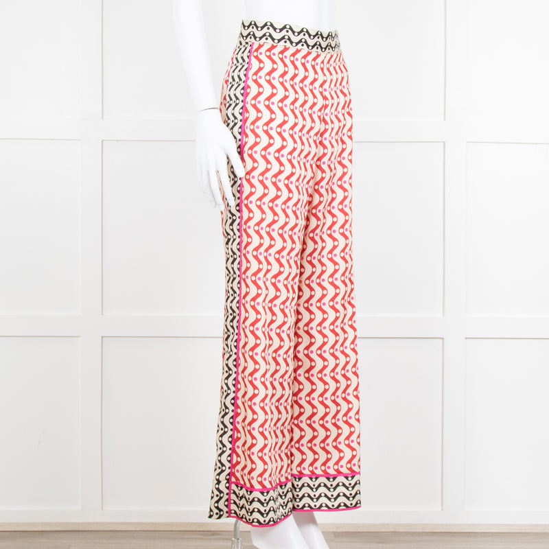 Sandro x Louis Barthelemy Pink Red Wavy Stripe Pattern Trousers