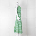 Faithfull The Brand Green Striped One Shoulder Cotton Dress