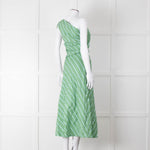 Faithfull The Brand Green Striped One Shoulder Cotton Dress
