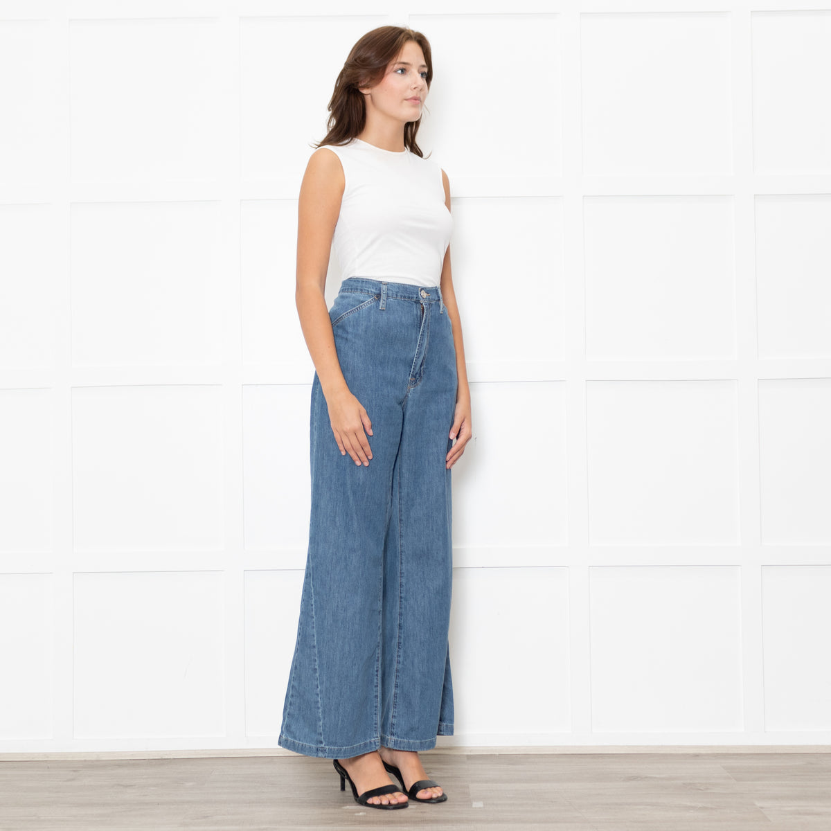 Frame Blue Wide Leg Le Baggy Palazzo Jeans
