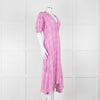 Faithfull The Brand Pink & White Checked Dress With Short Sleeves