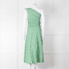 Faithfull The Brand Green Striped One Shoulder Cotton Dress