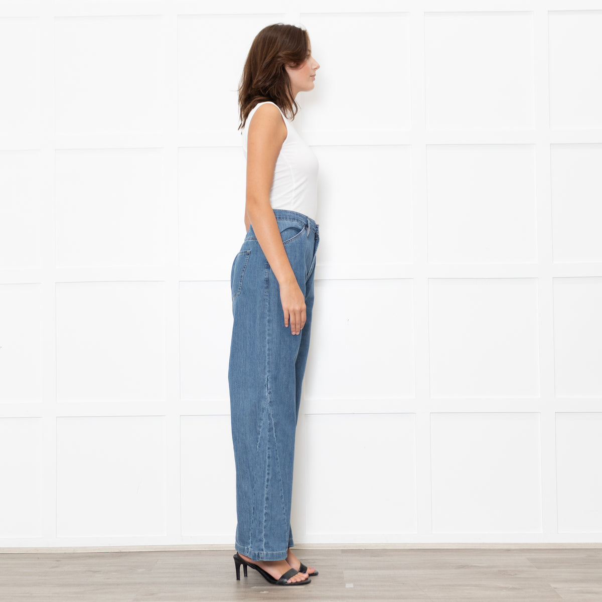 Frame Blue Wide Leg Le Baggy Palazzo Jeans