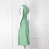 Faithfull The Brand Green Striped One Shoulder Cotton Dress