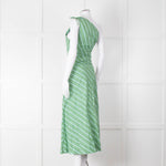 Faithfull The Brand Green Striped One Shoulder Cotton Dress