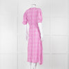 Faithfull The Brand Pink & White Checked Dress With Short Sleeves