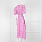 Faithfull The Brand Pink & White Checked Dress With Short Sleeves