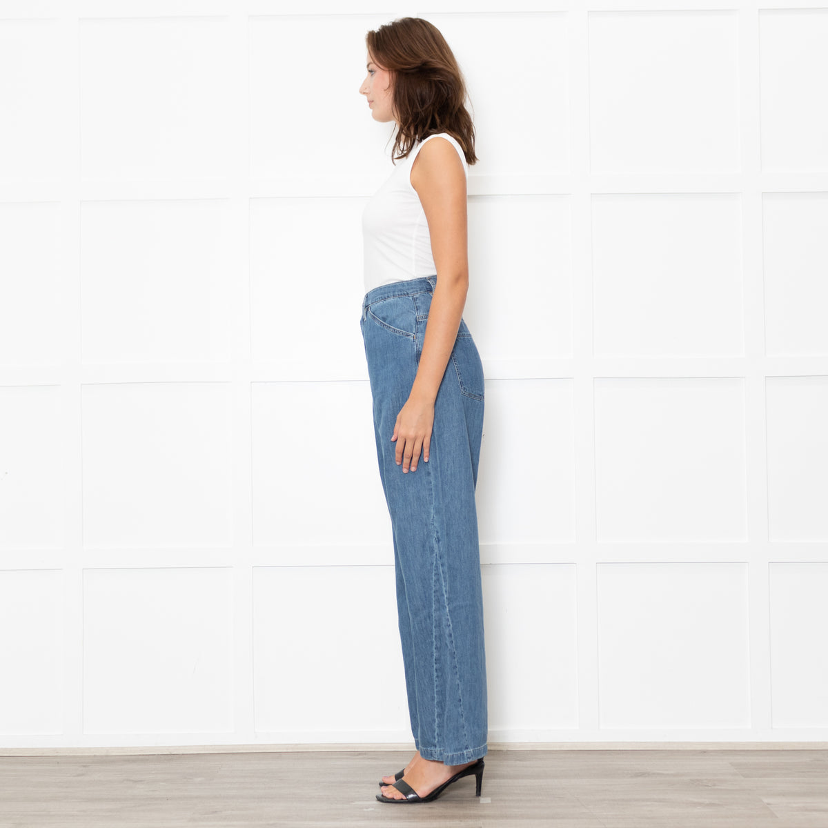 Frame Blue Wide Leg Le Baggy Palazzo Jeans
